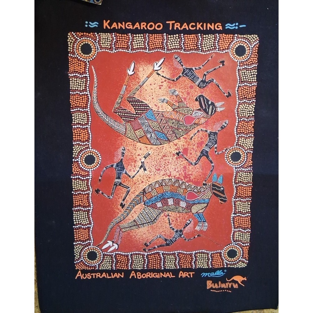 Australian‎ Aboriginal Artist Hand-printed painting Kangaroo by Bulurru Wall Art